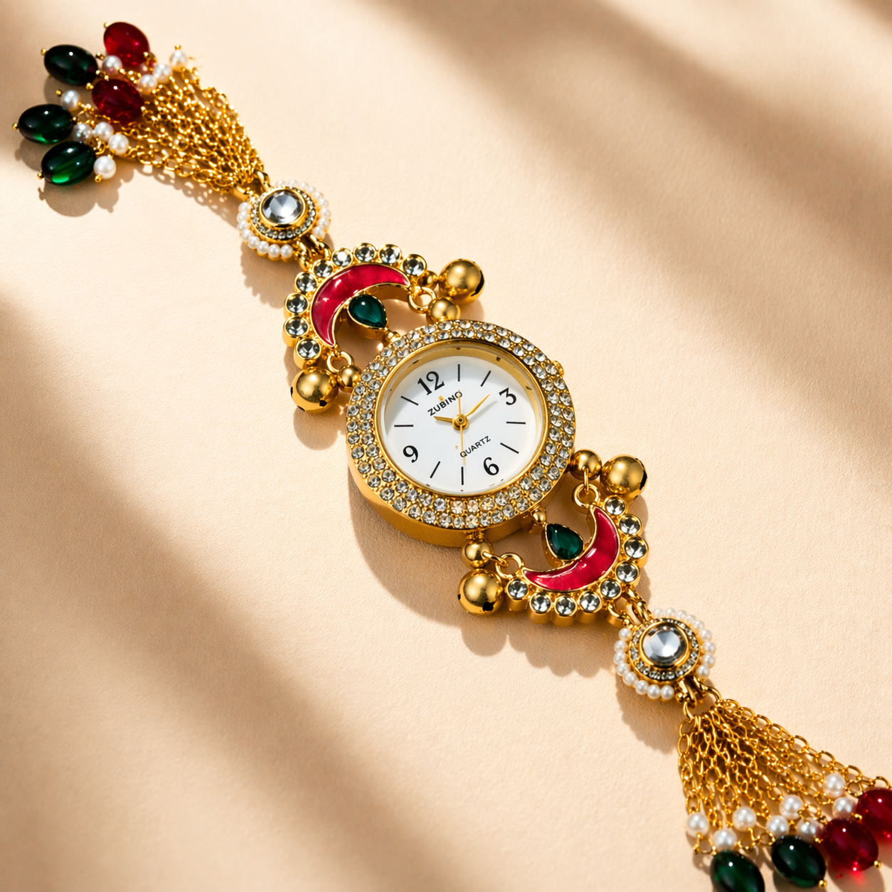 Royal Gemstone Bracelet Watch – Premium Ethnic Luxury Design