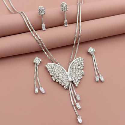 🦋 Butterfly Pendant Necklace with Earrings