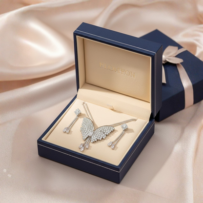 🦋 Butterfly Pendant Necklace with Earrings