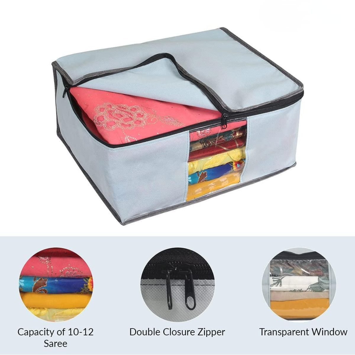 Saree Cover - Solid Non Woven Saree Cover for Wardrobe (Pack of 6)