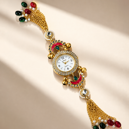 Royal Gemstone Bracelet Watch – Premium Ethnic Luxury Design