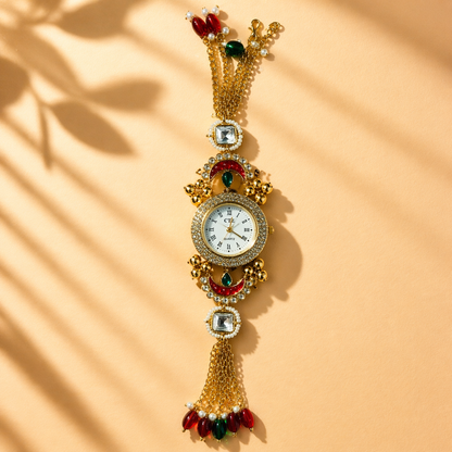 Luxury Kundan Bracelet Watch for Women – Ethnic Jewelry Style Wrist Watch