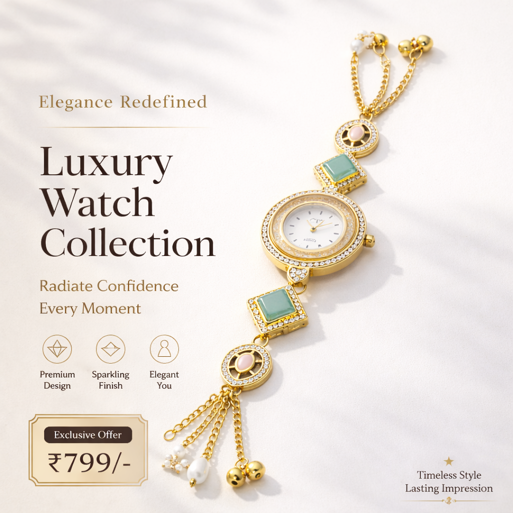 Royal Pearl Tassel Bracelet Watch – Luxury Round Dial Designer Timepiece