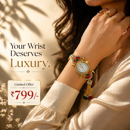Royal Gemstone Bracelet Watch – Premium Ethnic Luxury Design