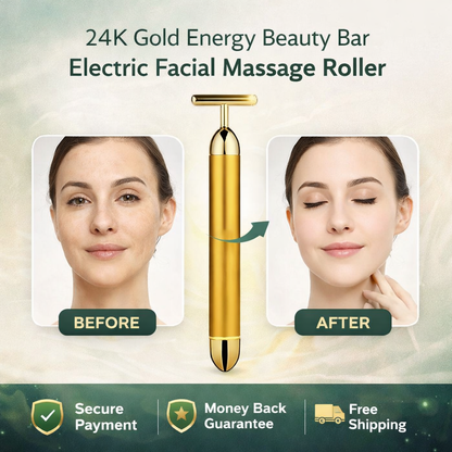 24K Gold Energy Beauty Bar Electric Facial Massage Roller