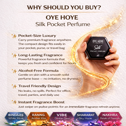 OYE HOYE Silk Pocket Perfume 6ml – Pack of 5 | Long Lasting Alcohol-Free Pocket Fragrance Set