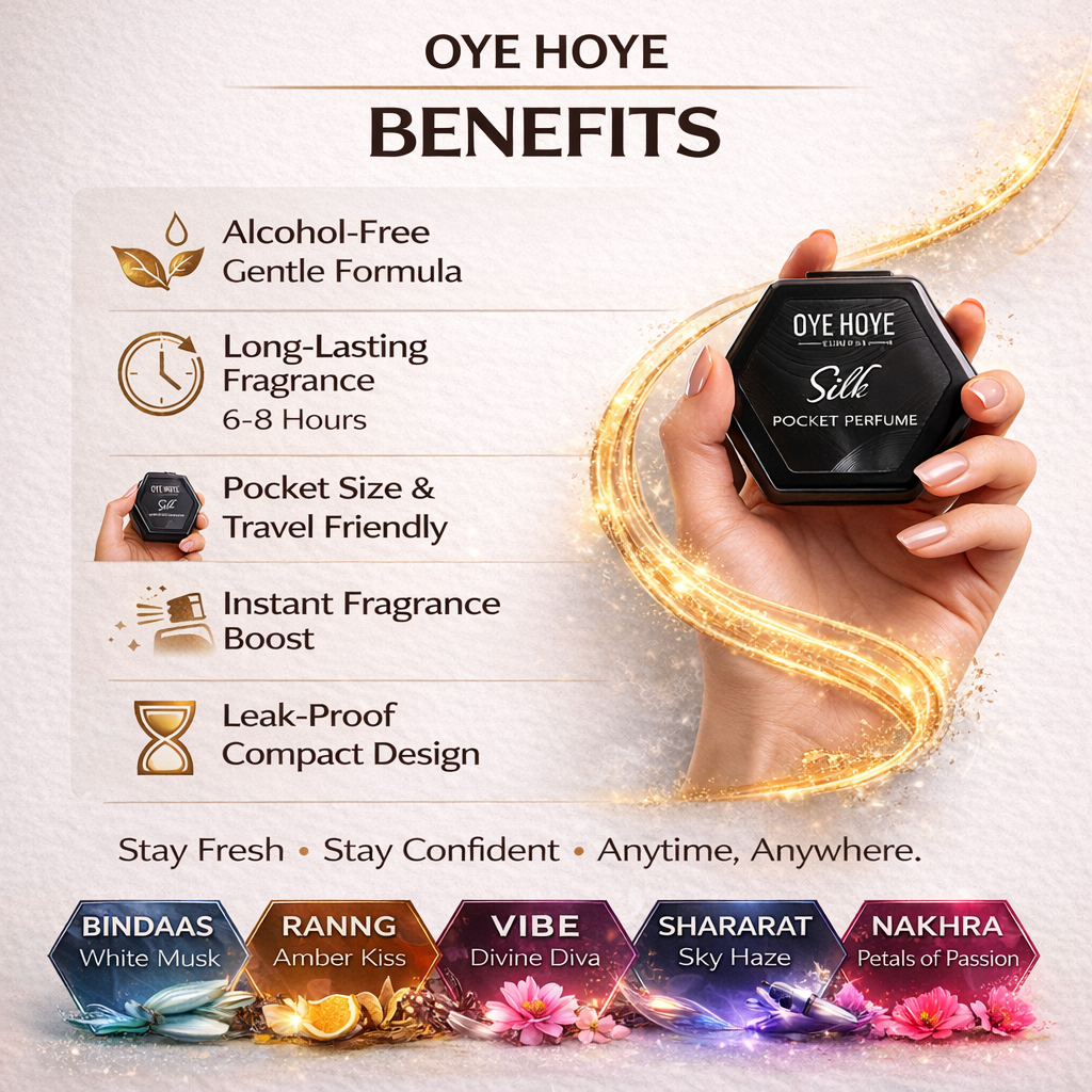 OYE HOYE Silk Pocket Perfume 6ml – Pack of 5 | Long Lasting Alcohol-Free Pocket Fragrance Set
