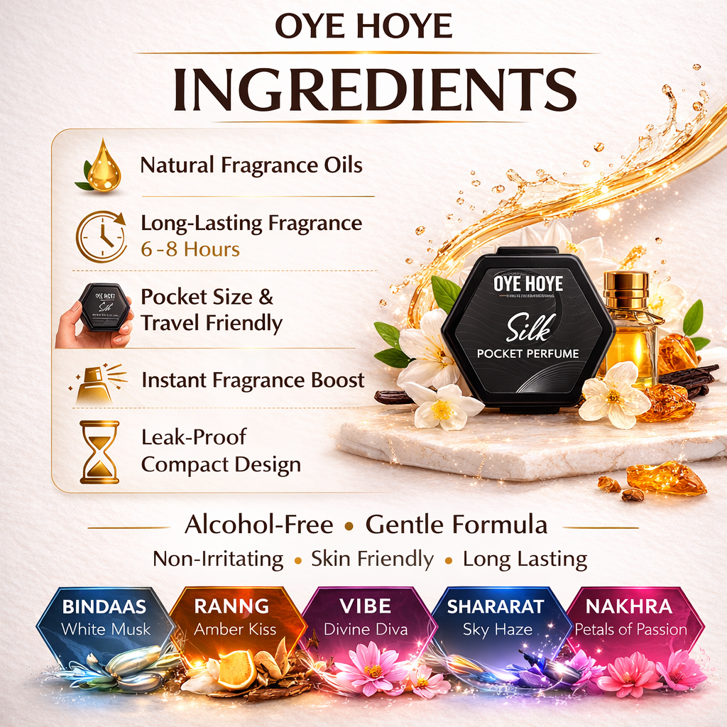 OYE HOYE Silk Pocket Perfume 6ml – Pack of 5 | Long Lasting Alcohol-Free Pocket Fragrance Set