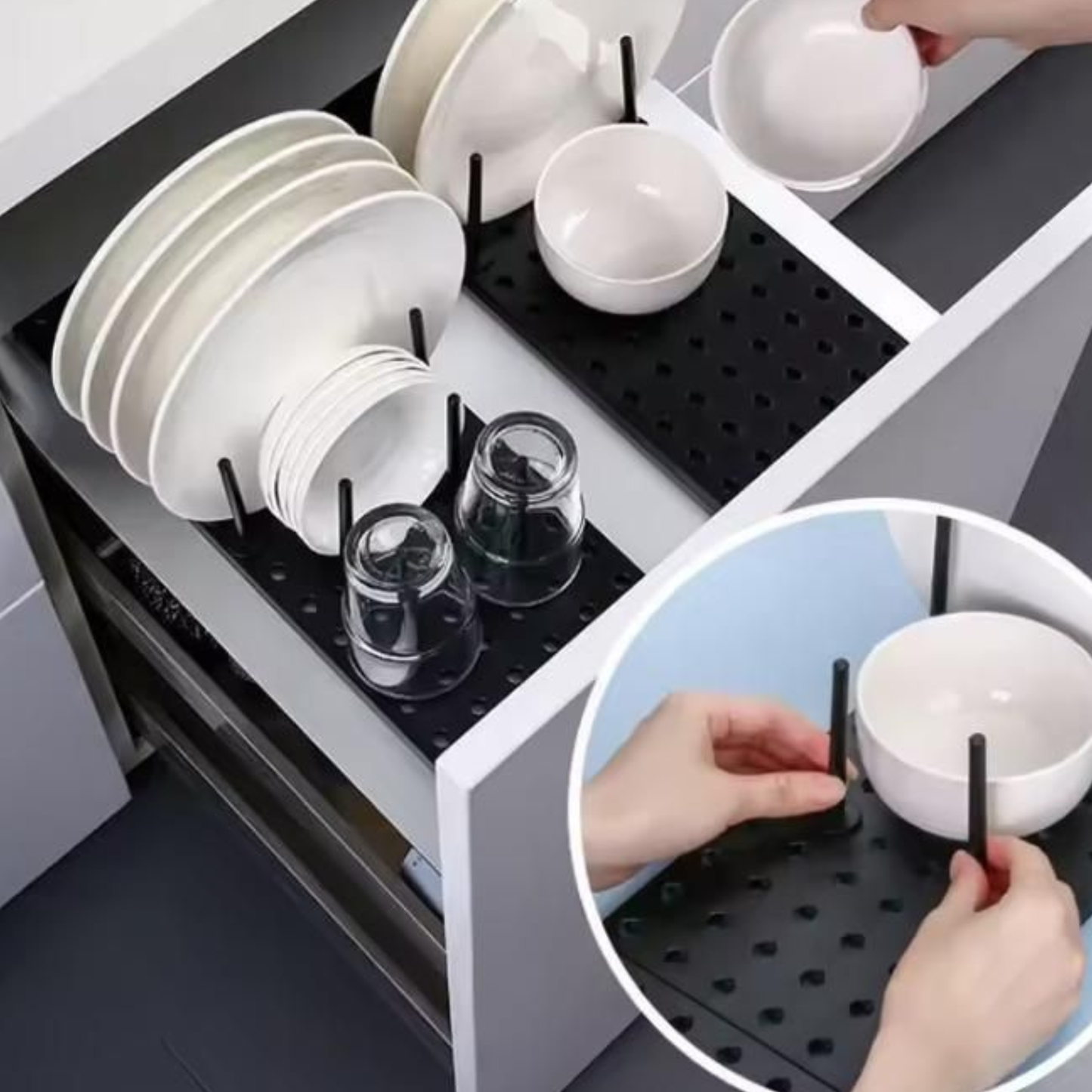 🌟 Premium Drain Shelf Dish Drying Rack Kitchen Drawer Organizer