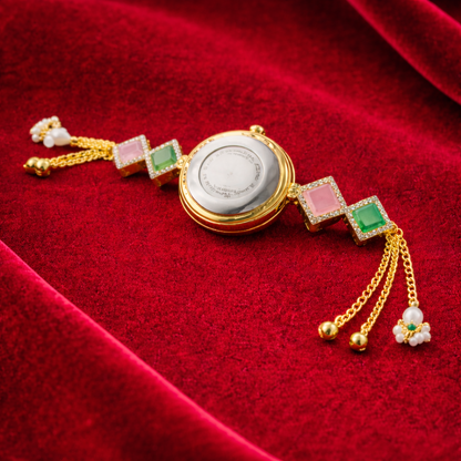 Luxury Gold Bracelet Watch for Women | Premium Gemstone Designer Watch for Wedding & Festive Wear