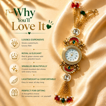 Luxury Kundan Bracelet Watch for Women – Ethnic Jewelry Style Wrist Watch