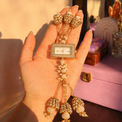 Royal Pearl Tassel Designer Watch Bracelet